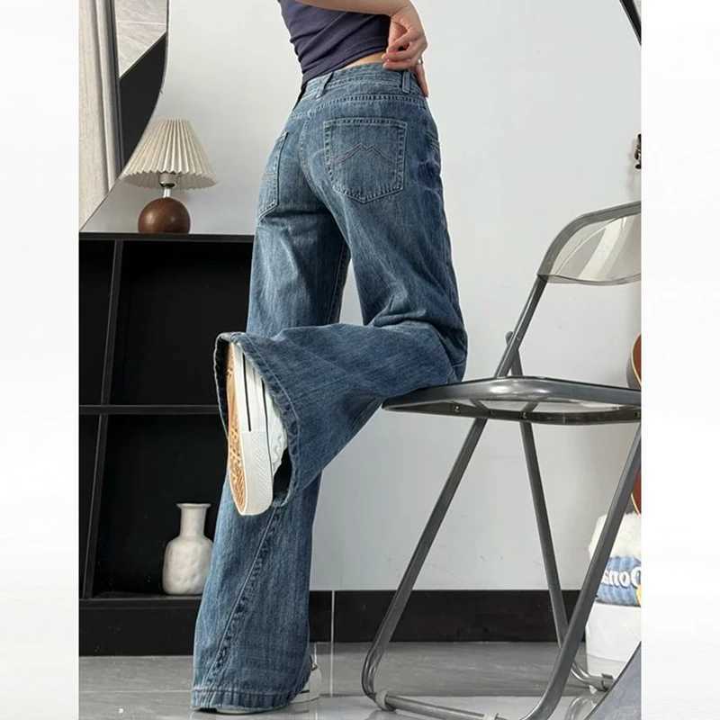 Female Solid Casual Baggy Jeans s Retro Fashion High Waist Denim Trousers Lady Designer Comfortable Wide Leg Pants M260317