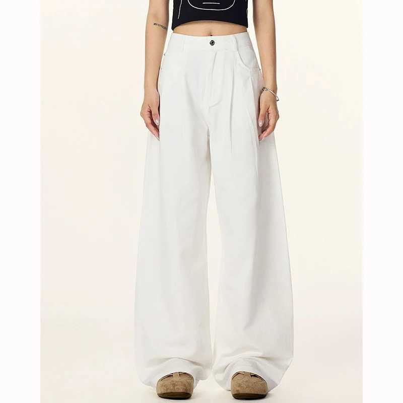 2026 New Retro Fashion Lady Baggy Jeans Female Thin Straight Leg Denim Pants s Korean High Waist Casual Trousers M260317