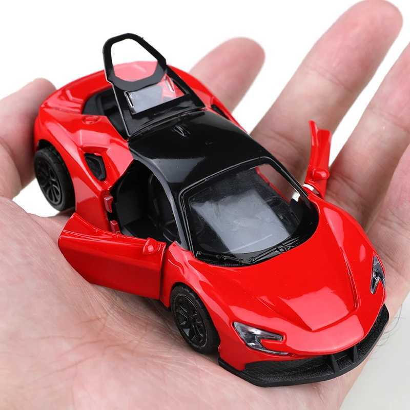 Bagged 143 die-cast metal car imitation SF90 pullback racing car alloy car model three doors that can be opened boys toy D260317