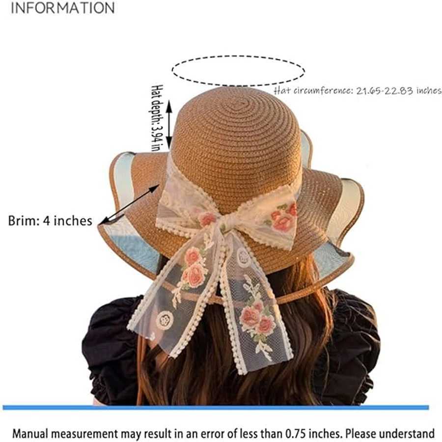 Ladies flower ribbon sun hat for beach vacation sweet sun hat for summer big brimmed straw hat H260317 - view 6