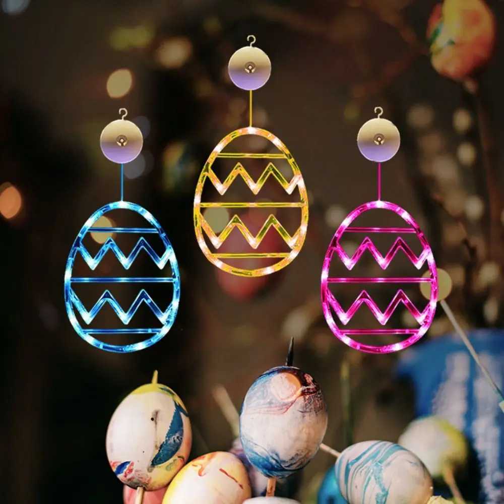 Durable Plastic Easter Window Lights Wall Hanging Lightweight Egg Suction Cup Light Multicolor String Lights Party H260316