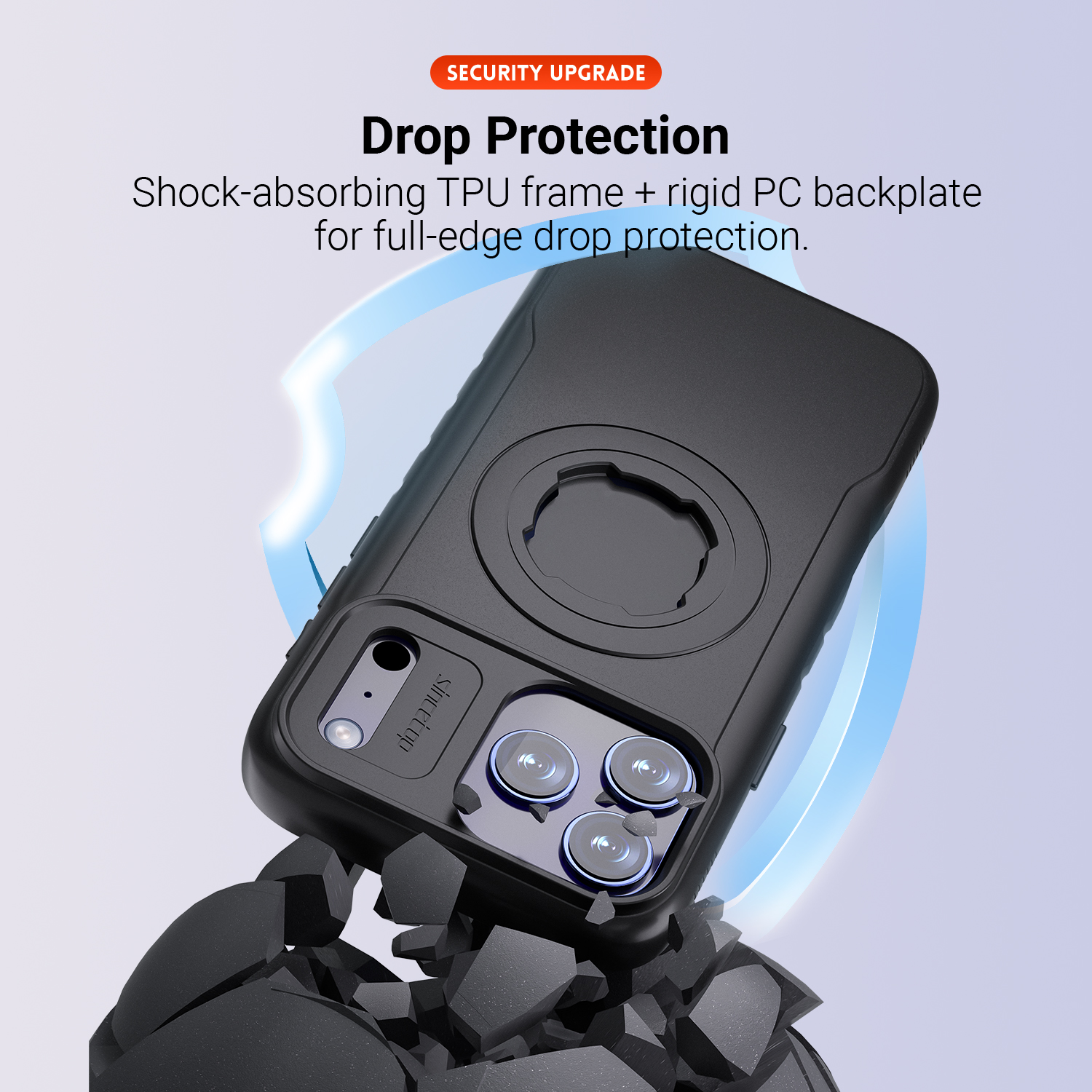 Bike Phone Case Compatible with iPhone 17 Pro Max, Quick-Release Lock for Motorcycle Mount, Slim Shockproof Cover, Black
