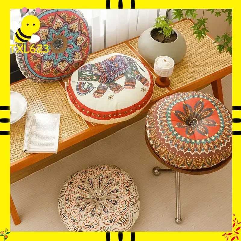 Bohemia Cotton Linen Chair Cushion Geometric Cotton And Hemp Round Chair Cushion Yoga Meditation Floor Mat Sofa Pillow Cushion D260317