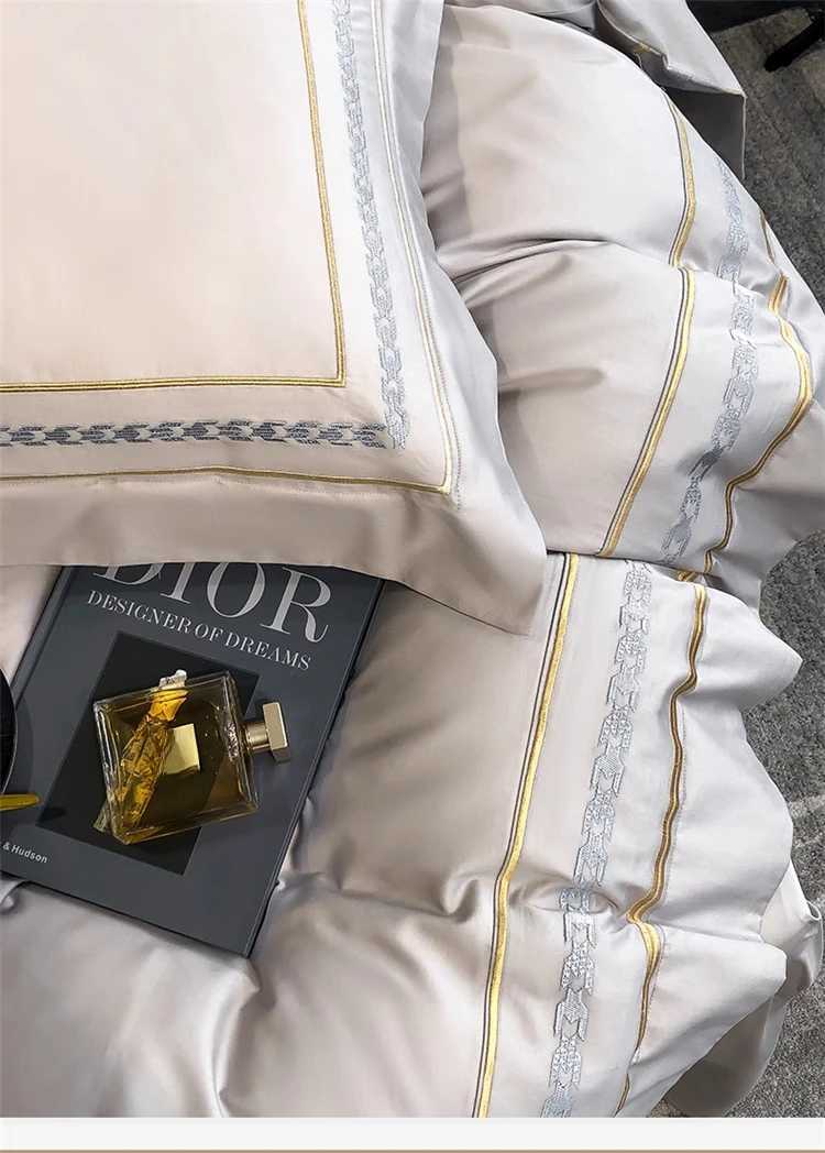 200s Long-Staple Cotton Four-Piece Set Pure Cotton 100 Cotton Bed Sheet Quilt Cover European-Style Luxury High-End Household D260317