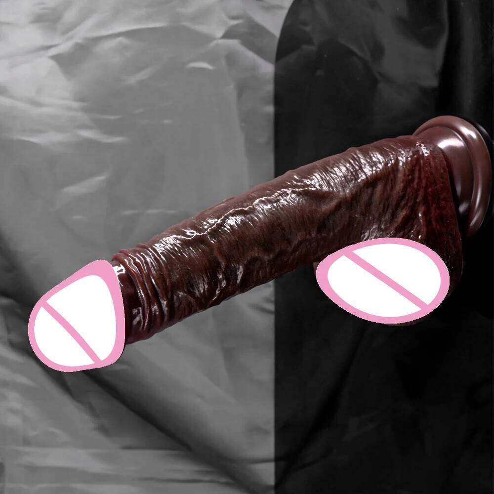 Black Realistic Liquid Silicone Sliding Foreskin Penis Adult Games G Spot Stimulate With Suction Cup Dildo For Women 26H0317