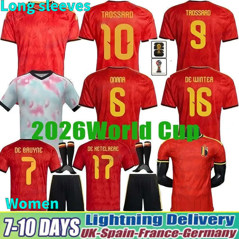 Belgium Jersey 2026 World Cup Soccer Jerseys DE BRUYNE R LUKAKU E HAZARD MERTENS BATSHUAYI TIELEMANS THAZARD Football Shirt 26 27 Uniform Men Woman Kids Kits Top