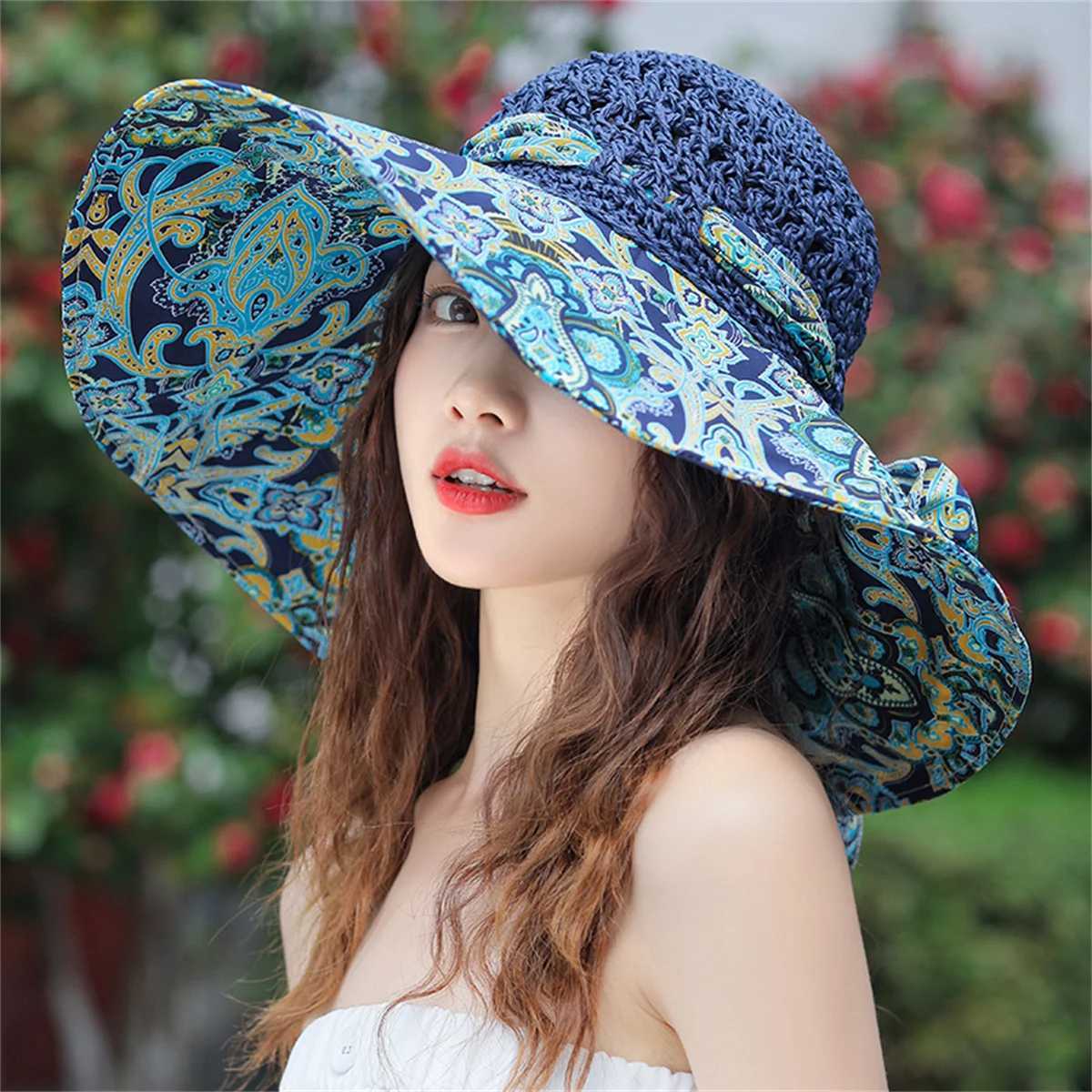 New style womens straw hat sun protection wide brim Korean style perfect for beach and seaside outings perfect for sun pro H260317 - view 6