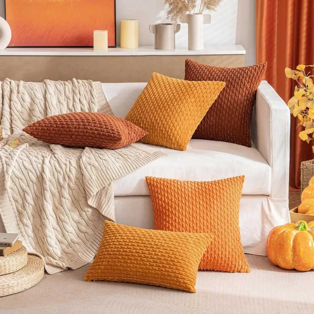 45CM Throw PillowSoft Boho Striped Fall Pillow Modern Farmhouse Home Decor for Couch Bed SofaWinter Spring D260317