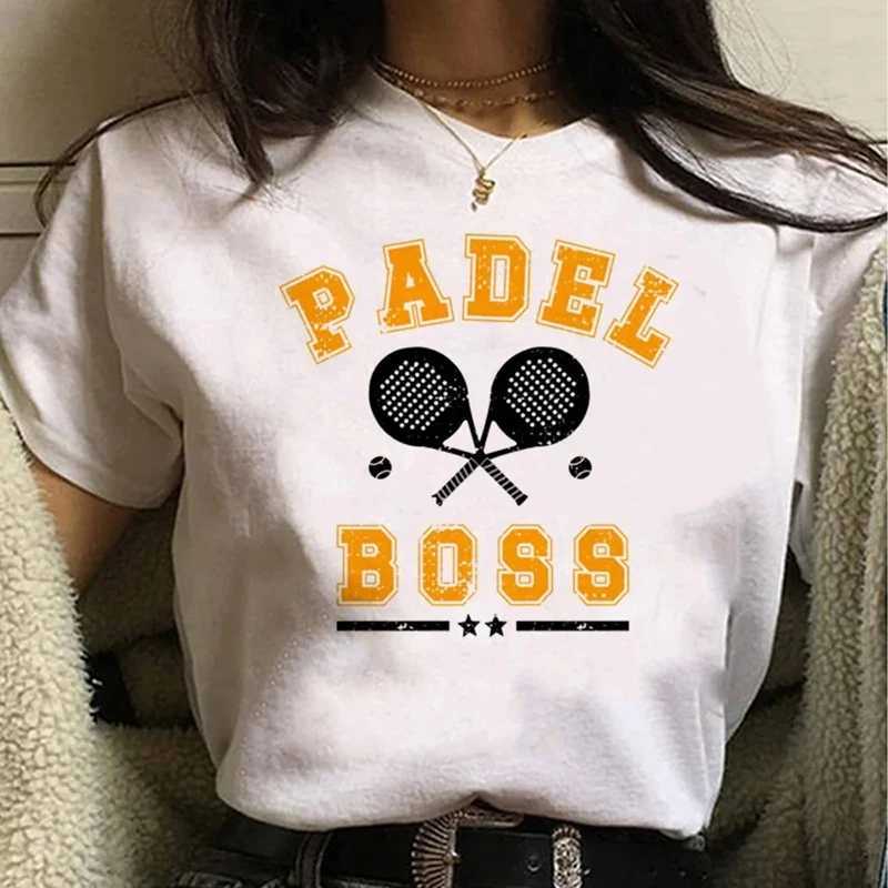 Padel Streetwear Y2k White Fashion Women T-Shirts Harajuku Funny Clothing Short Sleeve Summer Tees Casual Female Tops O-Neck M260317