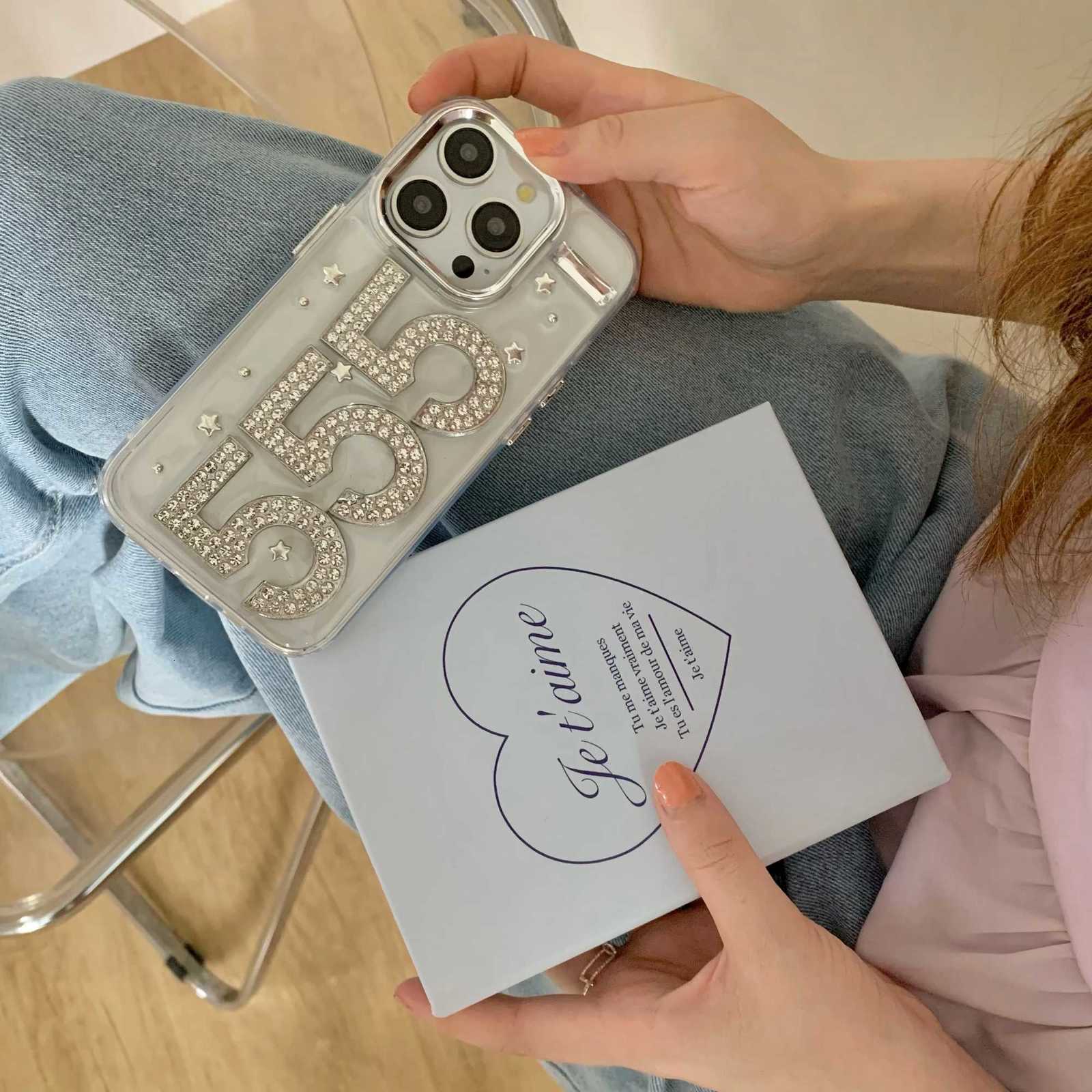 Korean Stylish Glittering Zircon 555 Fashionable Chic Case for iPhone 17 16 15 14 13 11 Pro Max Back Phone Cover for 12 Pro Max C260314