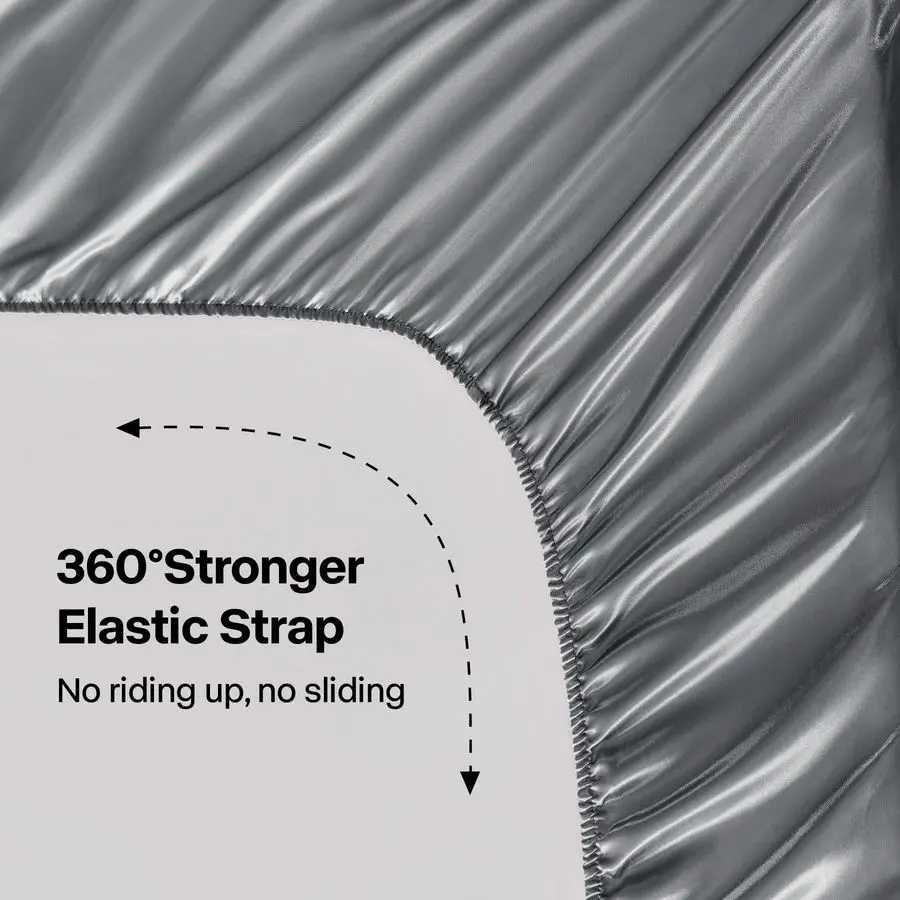 King Size Sheets Set Luxury Soft Dark Grey Satin Sheets for Hair and Skin Similar to Silk Bed Sheets Set 4 Pieces with 1 Deep D260317