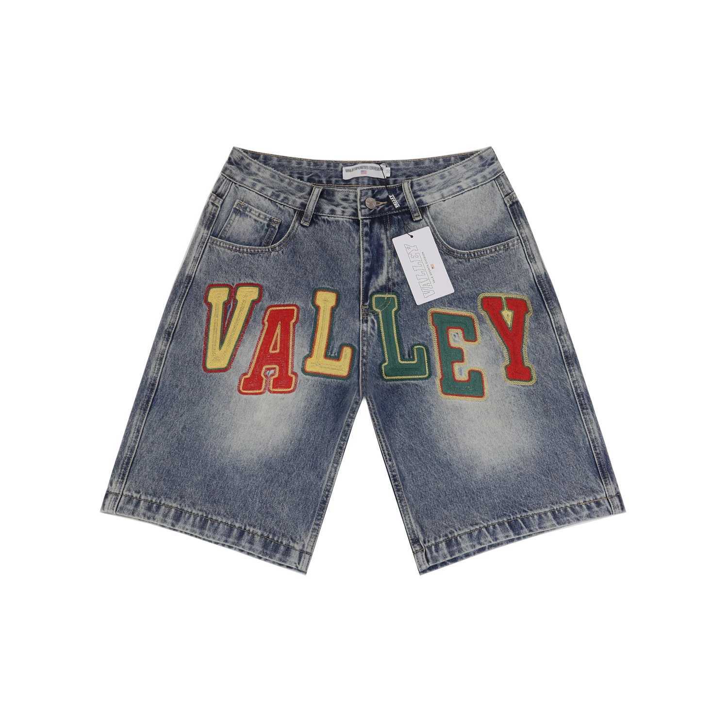 Denim Washed Loose Shorts wiTH Skittle Embroidery Colorful Letters Jeans X260316