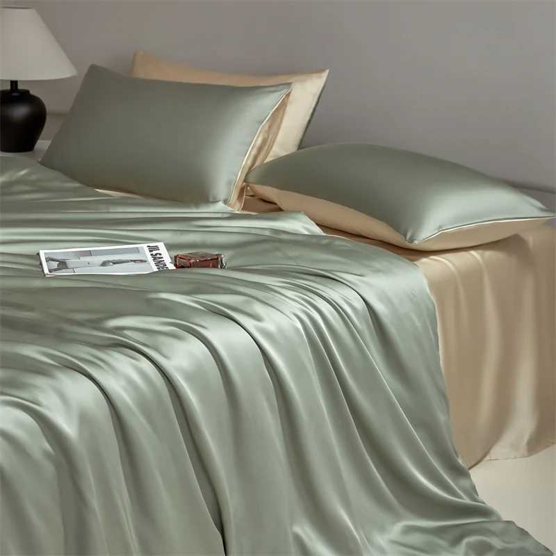 Four piece set of natural silk solid color bedding ice silk smooth nude sleeping bedding D260317