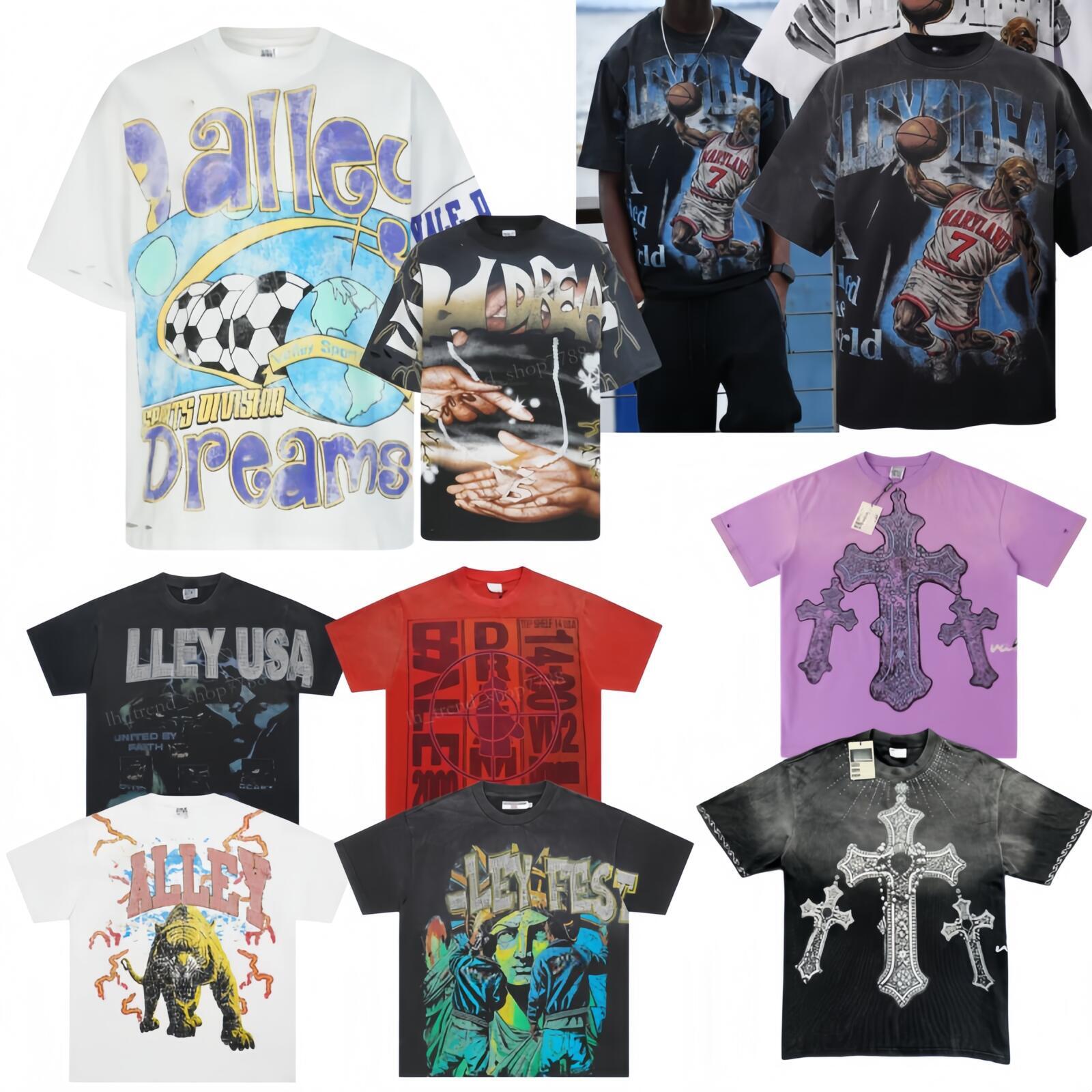 Designer Mens T Shirts Skulls Print Shirt Graphic Oversized High Quality Top Harajuku Gothic Cotton Short valley dreams Sleeve Shirt Men US/S-XL