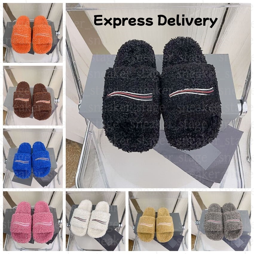 Luxury Slides Paris Designer men women Slippers Ladies Wool Winter Fur Fluffy Furry Warm Letters Sandals Comfortable Fuzzy Girl Designer Flip Flop Slipper size 35-45