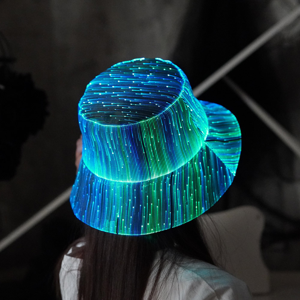 Festive Light-Up Amazon Best-Selling Fisherman Concert Fiber Optic Hat, Direct Sale from Manufacturer, Designer Hat