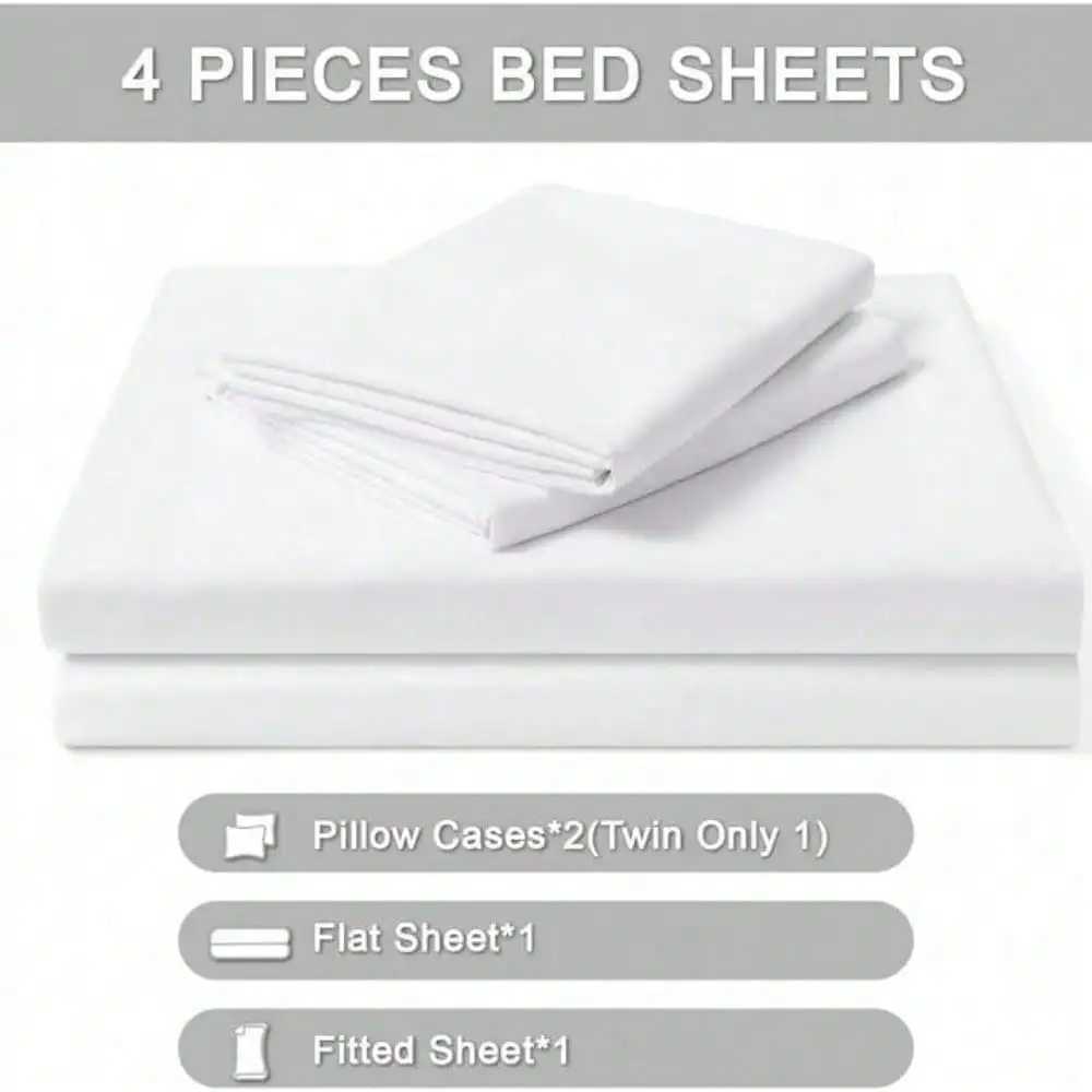 3/4Pcs Satin Sheet Se Silky Luxury Bed Set Soft Deep Pocket Sheets Cooling Bed Set 1 Fitted Sheet1 Flat Sheet1/2Pillowcase D260317