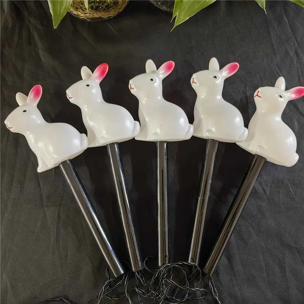 5-Pack Solar-Powered Rabbit Easter Bunny Lights Outdoor LED Lights Garden Decorations Pathway Lights Ground Plug Light Lawn H260316