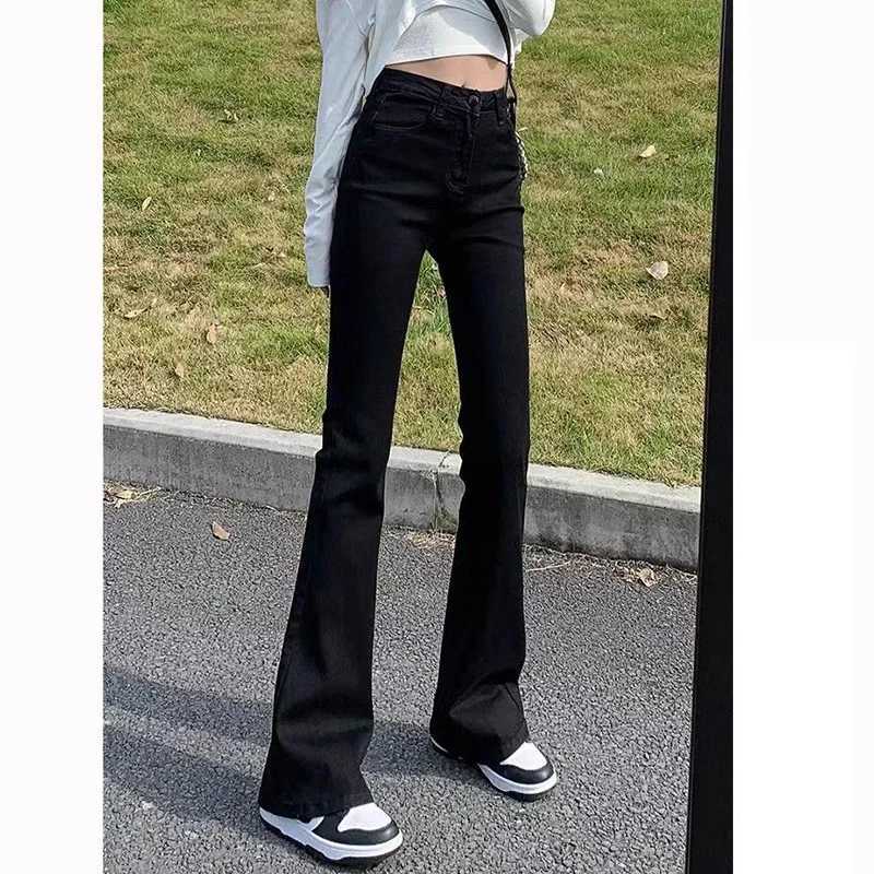 Female Classic Solid Jeans Hot Sale Lady High Waist Flared Denim Trousers Women Korean Fashion Straight Leg Pants M260317