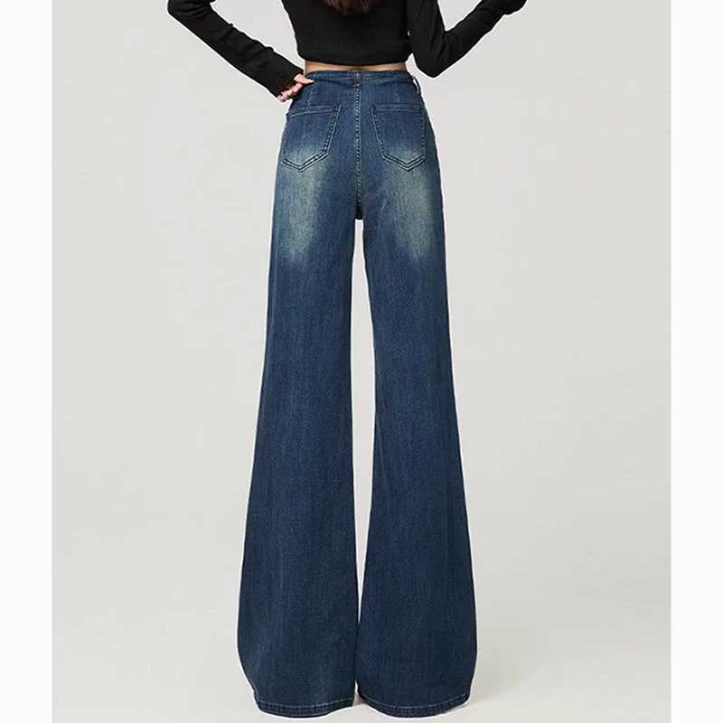 Classic Fashion s High Waist Jeans Lady Korean Solid Casual Denim Trousers Women Retro Slim Fit Straight Leg Pants M260317