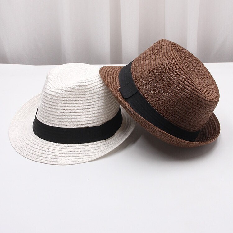 Jazz hat for men and women, summer small fedora, British style beach vacation straw parent-child foldable Panama hat, trendy ddmyshoesvip - view 3