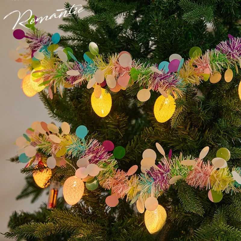 2M Spring Easter Garlands with Eggs LED Light String DIY Wreath Decora for Home Party Easter Birthday Kids Gift Hanging Ornament H260316