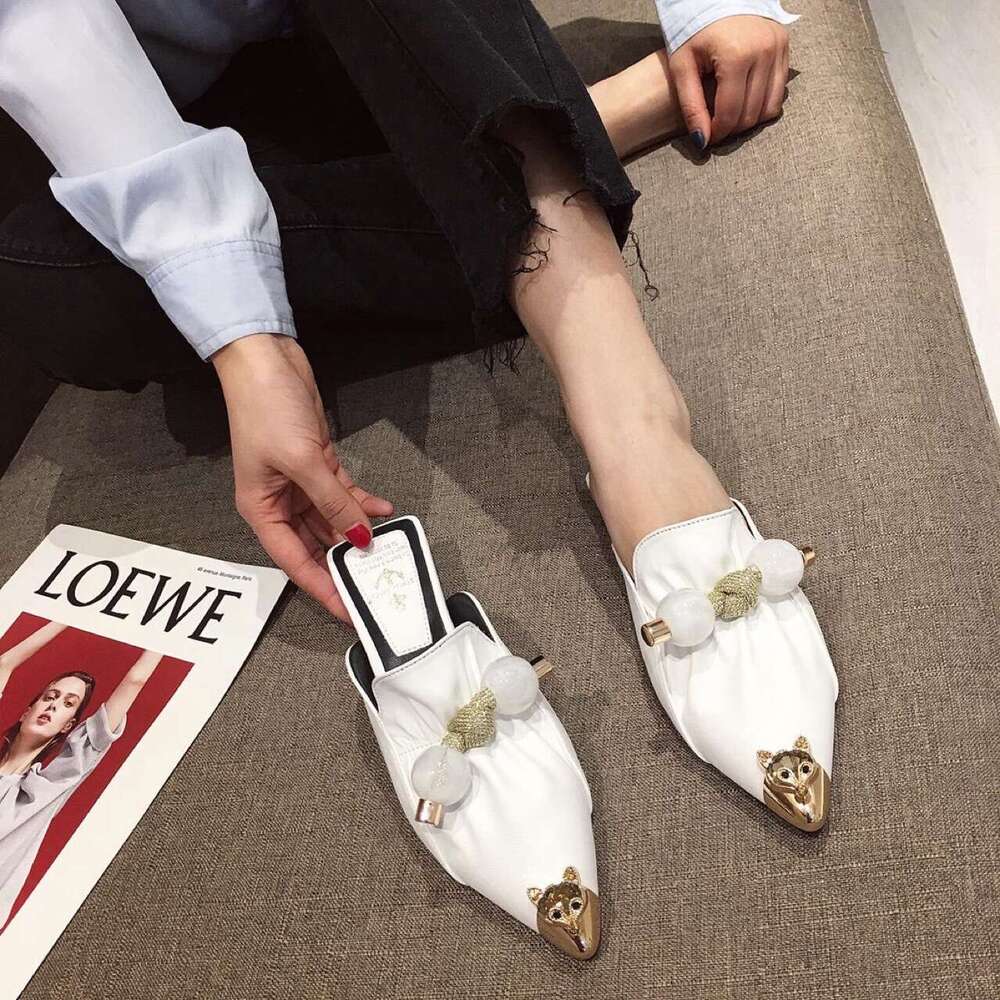 Closed Toe Half Slippers For Women Outdoor Wear Spring Summer Fashion Versatile Lazy Flat Low Heel Sandals Celebrity