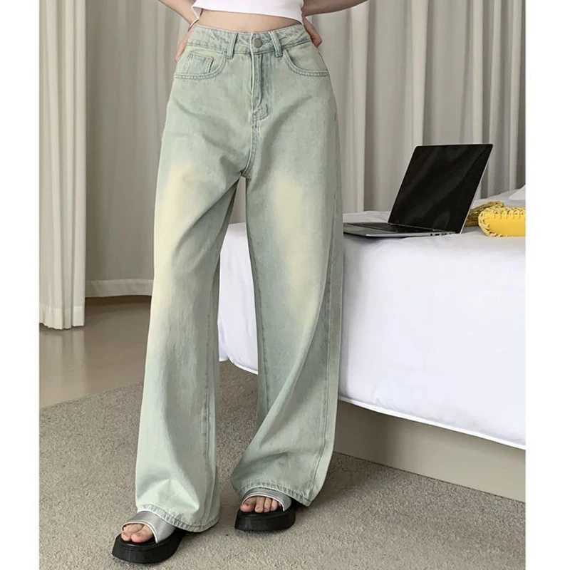 2025 Female Retro Designer High Waist Jeans Women Solid Casual Denim Trousers s Classic Fashion Wide Leg Pants M260317