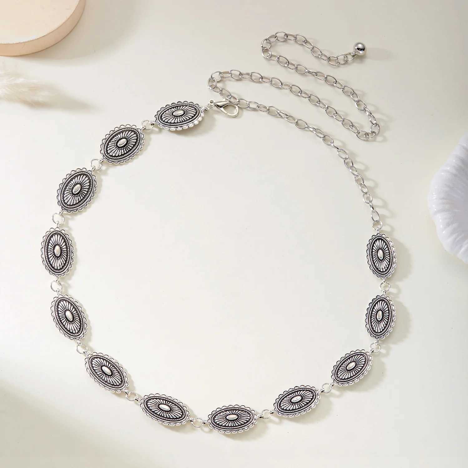 Retro Ethnic Style Metal Waist Chain for Women Geometric Oval Versatile Belt Body Jewelry Dress Jeans Skirt Decor Accessories H260316 - view 5