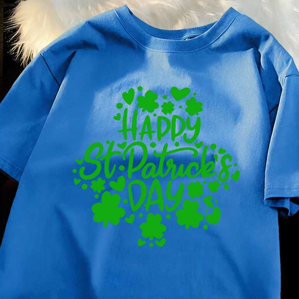 Happy St PatrickS Day Green Printed Beach T Shirts Man Breathable Cotton T-Shirt Hip Hop Loose Tops All-Match Casual Clothing M260317