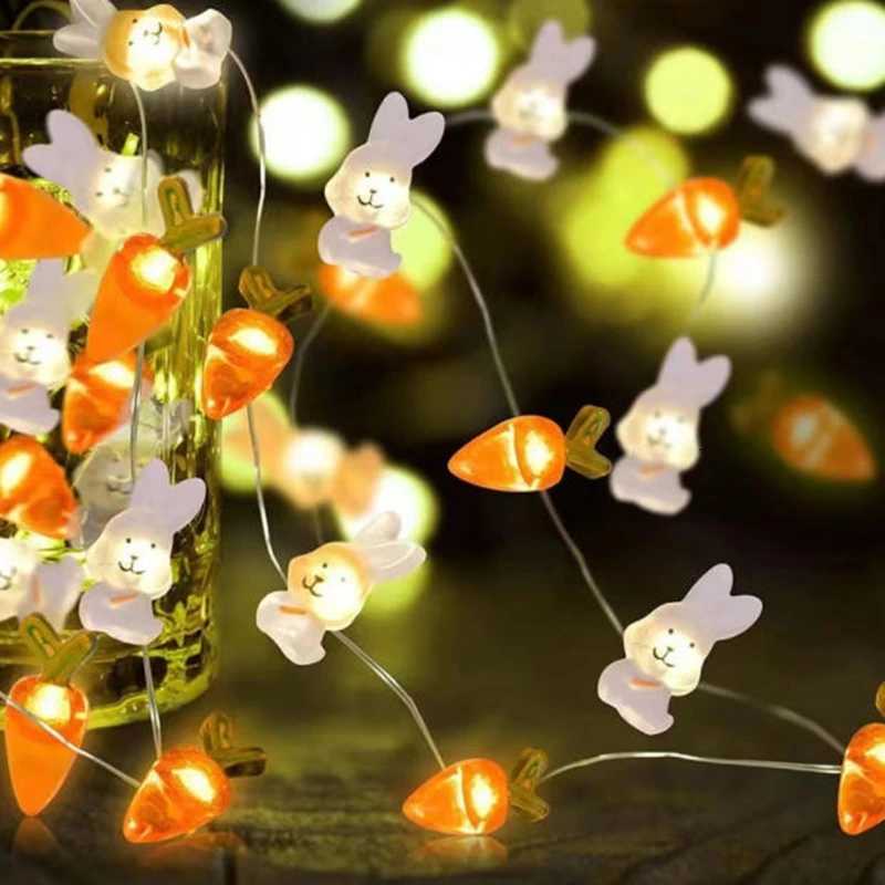2M 20LED Fairy Light Garland Easter Decorations Bunny Egg Rabbit String Lights Kids Gift Happy Easter Party Decoration Home 2026 H260316