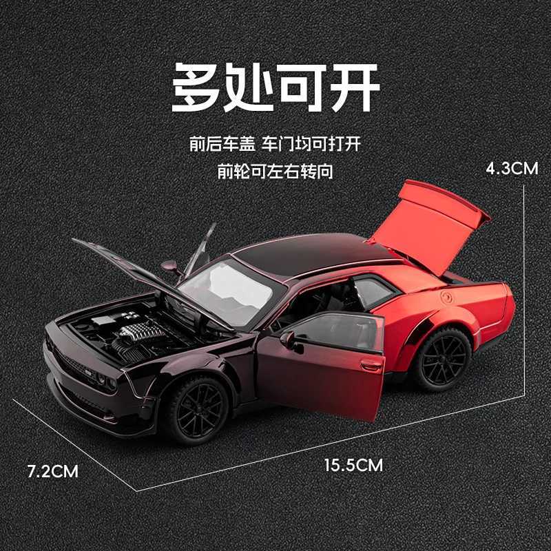 132 Dodge Challenger SRT Hellcat Redeye Supercar Alloy Metal Diecast Model Car Sound and Light Pull Back Childrens Toy Collect D260317