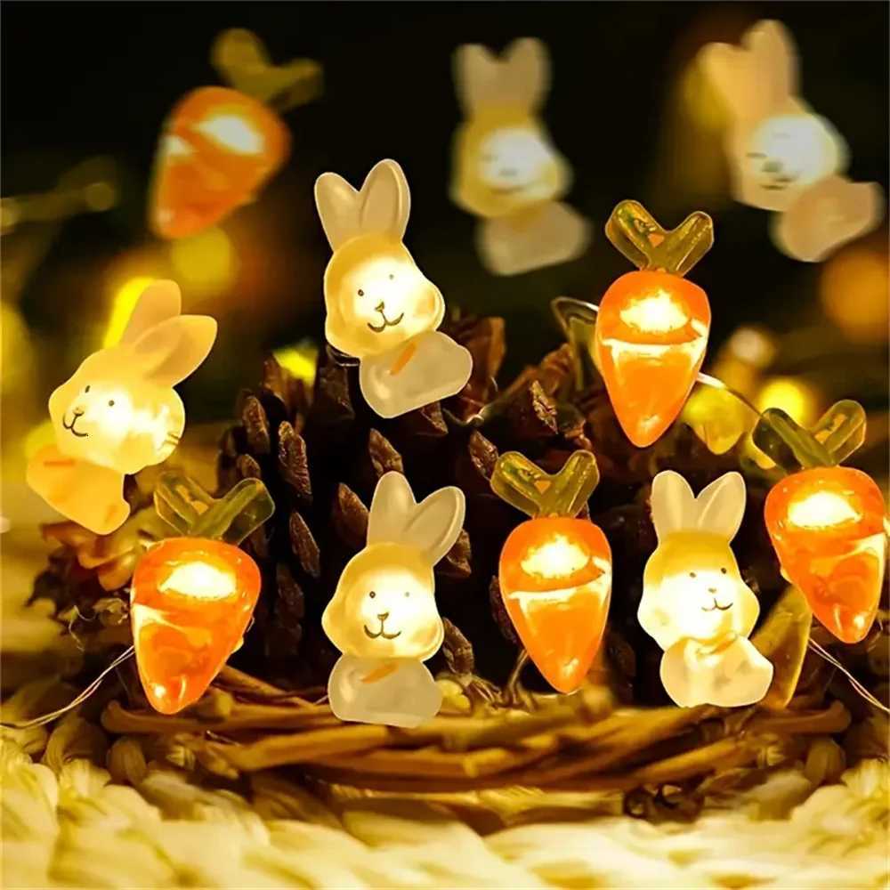 1PC 2M20LED Rabbit Radish Battery Box Light String Battery Free Suitable for Tent Party Easter Decoration H260316