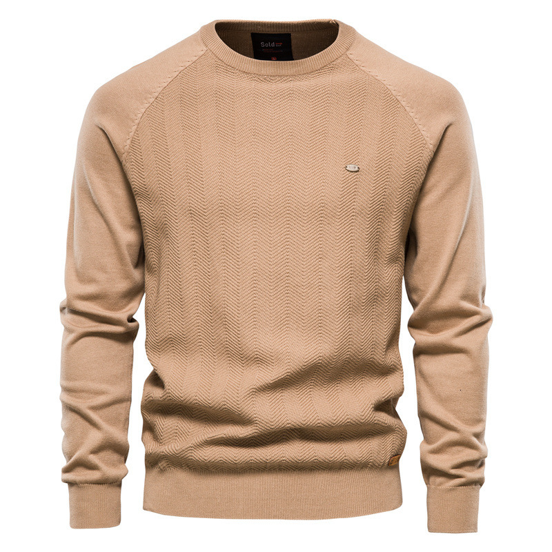 Men's Shirt Autumn Winter European American Solid Color Sweater Casual Men's Polo Hoodie Quality Knitwear Round Neck Trendy Top High Elastic Comfortable