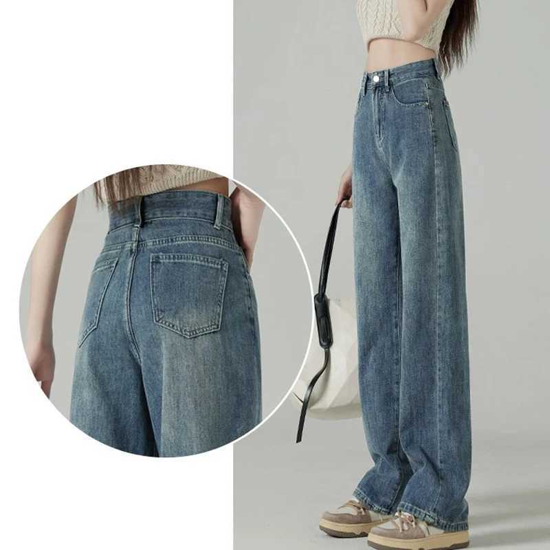 Female Big Size High Waist Loose Casual Jeans s Fashion Thin Straight Leg Pants Women Korean Casual Denim Trousers M260317