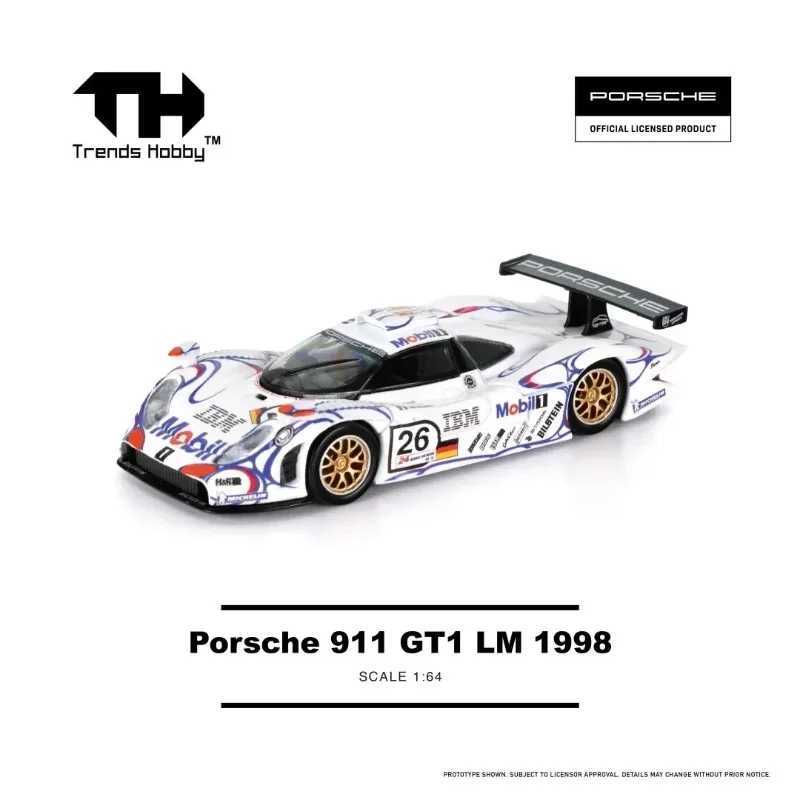 Trends Hobby 164 Porsche 911 GT1 LM 1998 Alloy Diecast Car Model Toy Collectible D260317