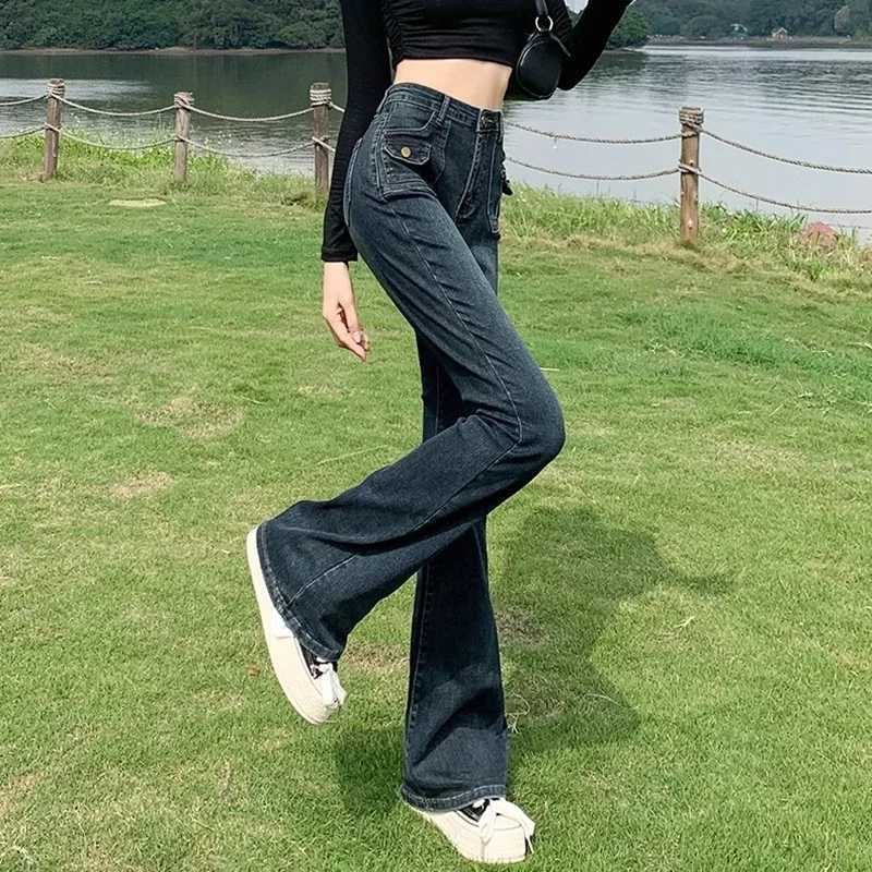 Woman High Waist Aesthetic Grunge Jeans Female Streetwear Y2kSlim Fit Wide Leg Pants s Vintage Gothic Pink Denim Trousers M260317