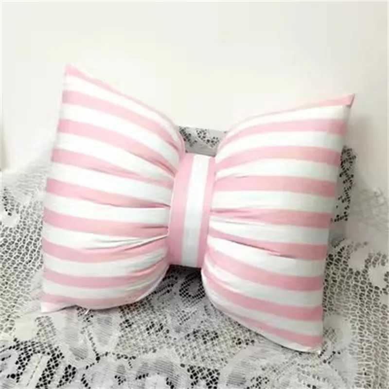 25X18CM Pink Stripe Bow Cushion Sofa Back Pillow Office Lumbar Pillow Photography Cushion D260317