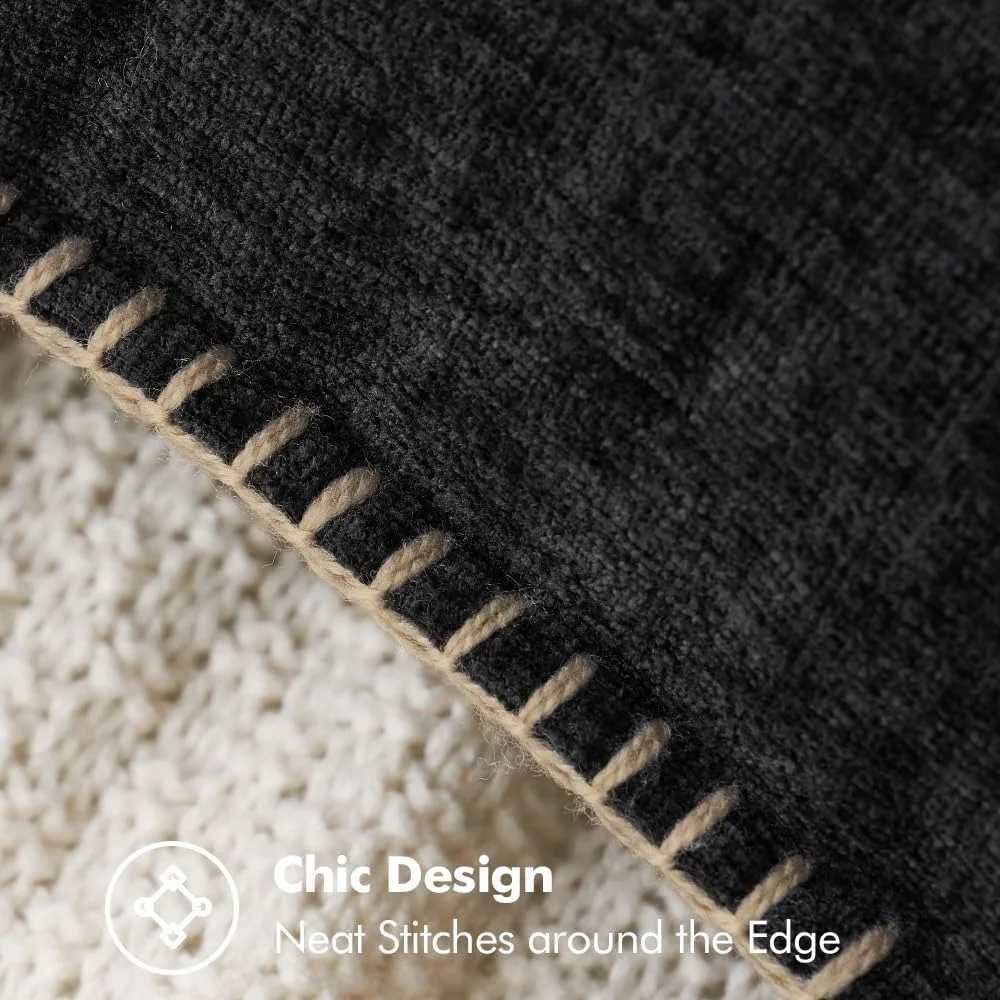 Black Cushion Cover Chenille Throw Pillow Cover 30x50cm Decorative Pillows for Sofa Bed Velvet Luxury Sofa Cushions Home Decor D260317