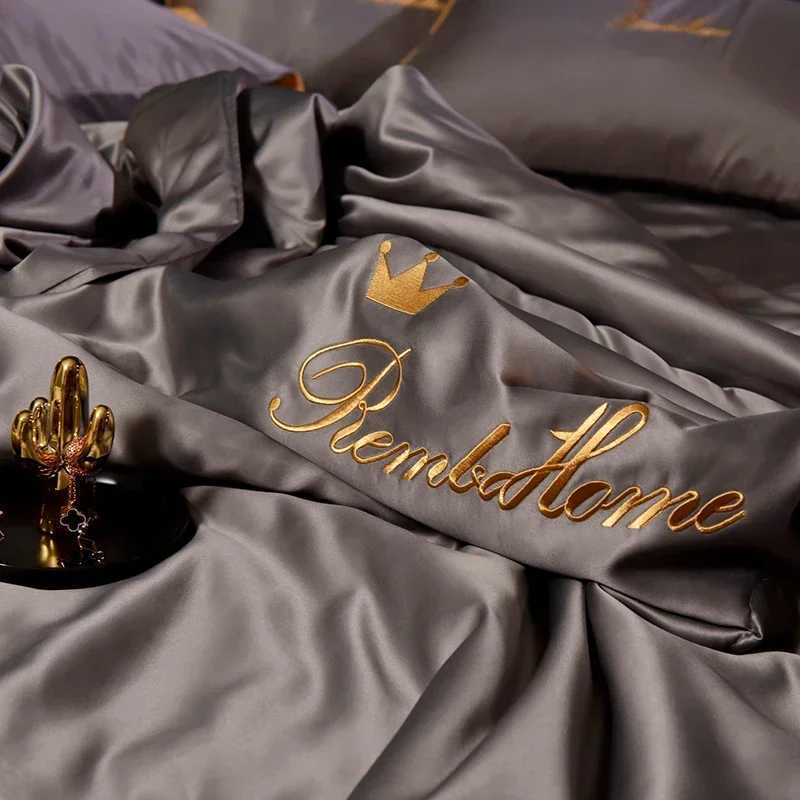 Luxury Ice Silk Summer Blanket 4/3/1 Pcs Embroidery Silky Cool Feel Quilt Set or 1 Quilts Breathable Air Conditioning Comforter D260317