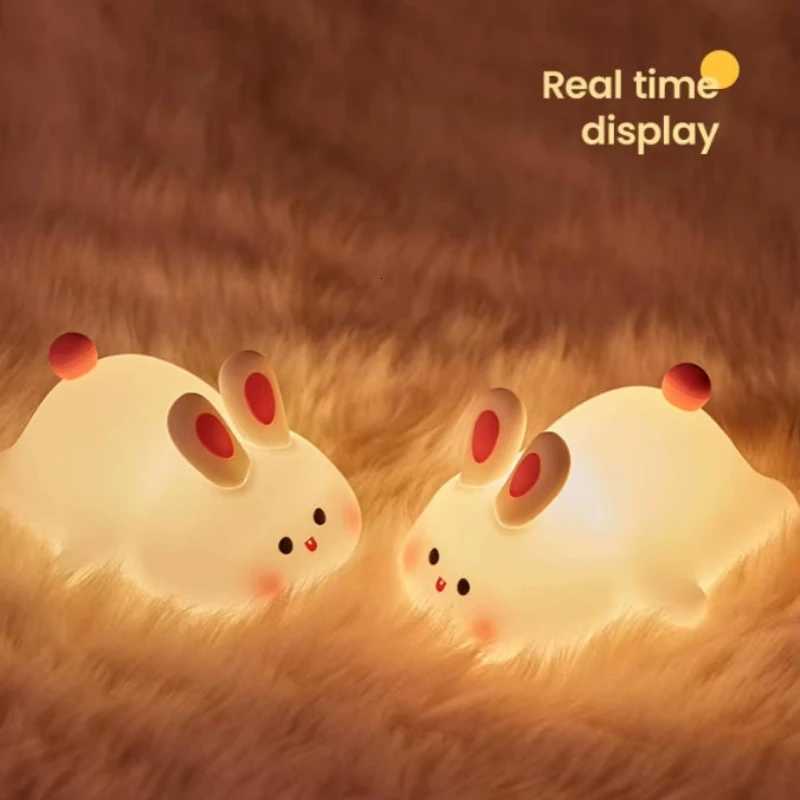 Cute Rabbit Night LightTouch-Control Bedside Sleep LampTimer Animal DesignIdeal for Home DecorNew Year/Valentines Day Gift H260316