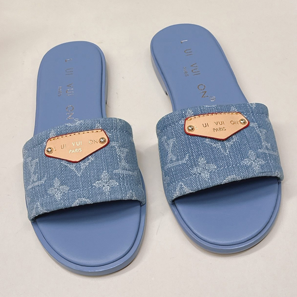 Designer sandal Monogram Genuine Leather sandal Slipper Casual Shoe summer beach LiIy sandals New womans Flat Slide luxury Designer Sliders sandale size 35-42 00001