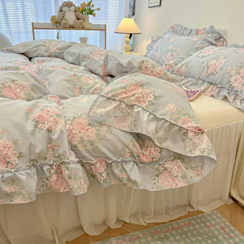 Fresh Botanical Floral Bedding Set for Kids and Adults Leaves Flower Duvet Cover Pillowcases Soft Washed Cotton Home Textil D260317