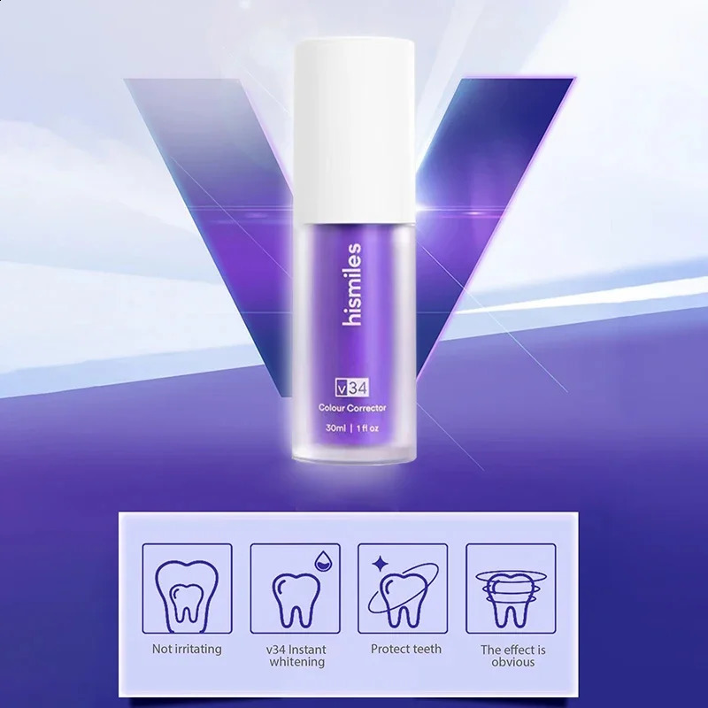 30ml V34 SmileKit Purple Toothpaste s Tartar Clean Oral Hygiene Fresh Breath Teeth Care Products 260316