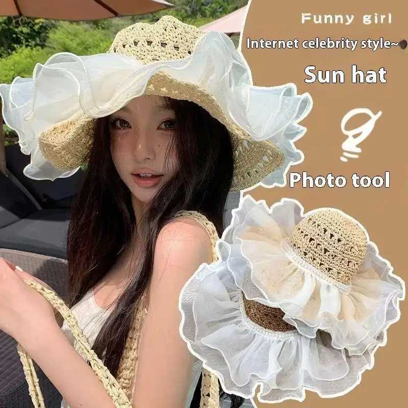 Summer Straw Hat Foldable Sun Hat Wide Large Brim Beach Hats Fashion Holiday Straw Hat Beach UV Protection Cap H2603171 - view 7