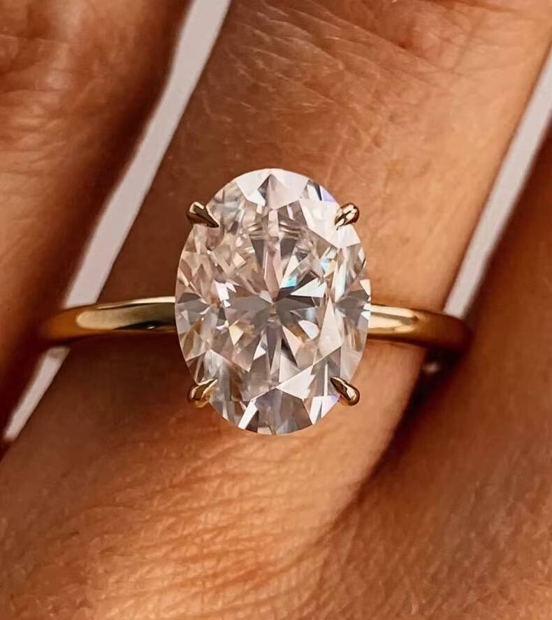 Lab Grown Created Diamond Classic High Quality IGI Certified Engagement Ring 14k 18k Solid Gold White Gold Oval Jewelry Women