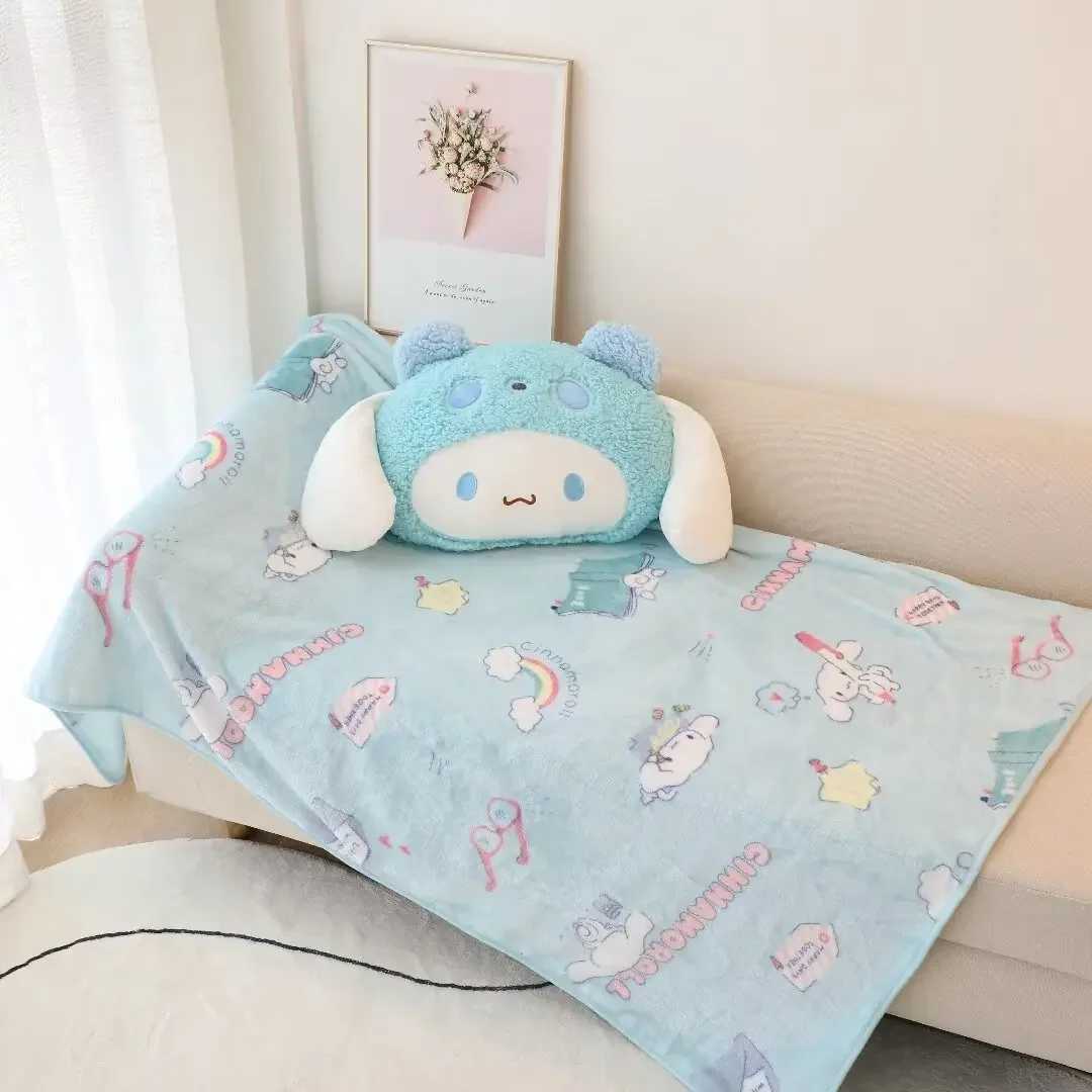 Comfortable Kuromi My Melody Pillow Blanket Stuffed Japanese Style Cinnamoroll Pom Purin Back Cushion Hug Plushies Gifts D260317