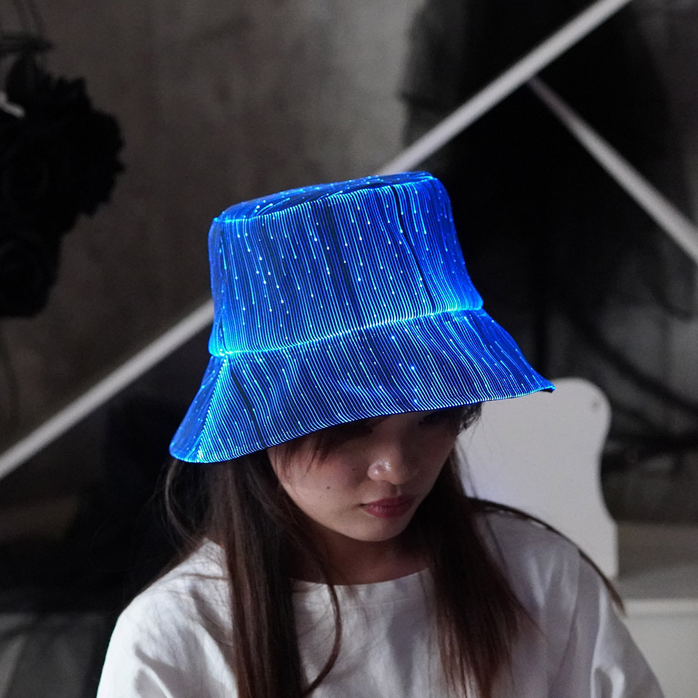 Festive Light-Up Amazon Best-Selling Fisherman Concert Fiber Optic Hat, Direct Sale from Manufacturer, Designer Hat