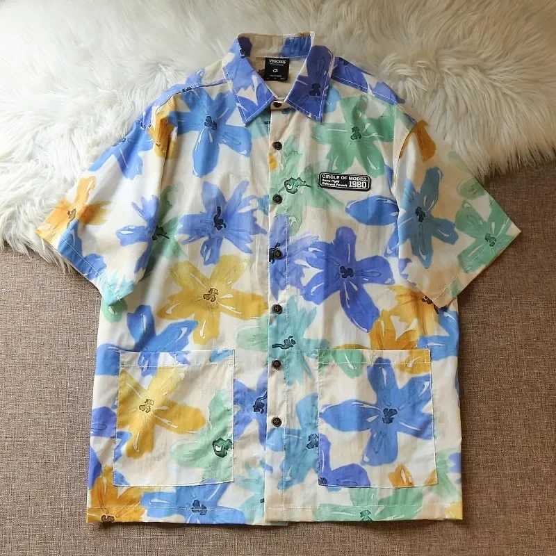 Mens Summer New Short sleeve Print Shirts Thin Beach Top Seaside Leisure Mens Essential Fashionable and comfortableClothes M260317