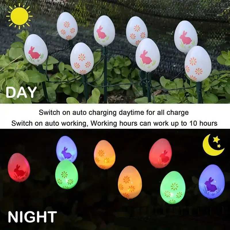 Solar Egg Pathway Lights for Outdoor Easter Decor Waterproof Glow Easter Eggs Exterior Porch Lawn Yard Garden Lighting H260316